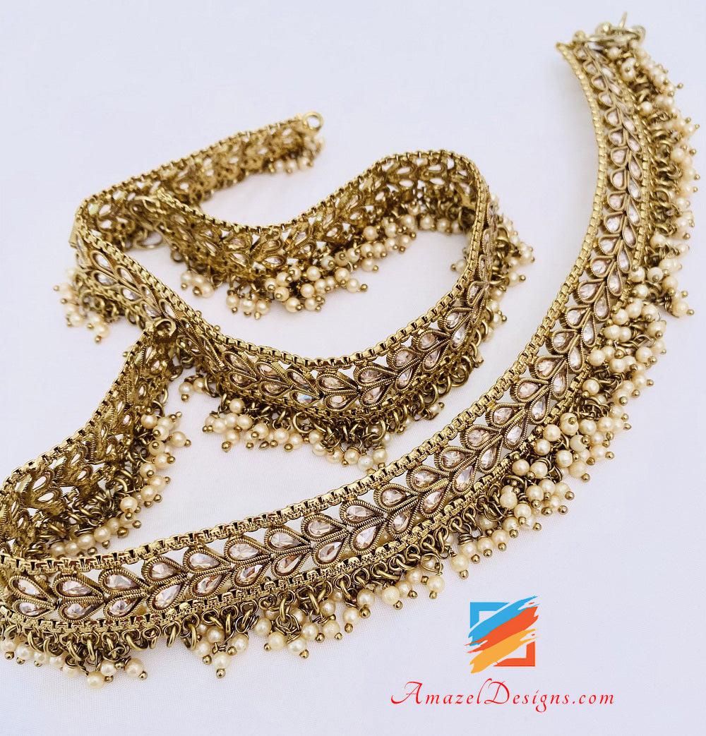 High Quality Polki Mehndi Color With Beads Payal