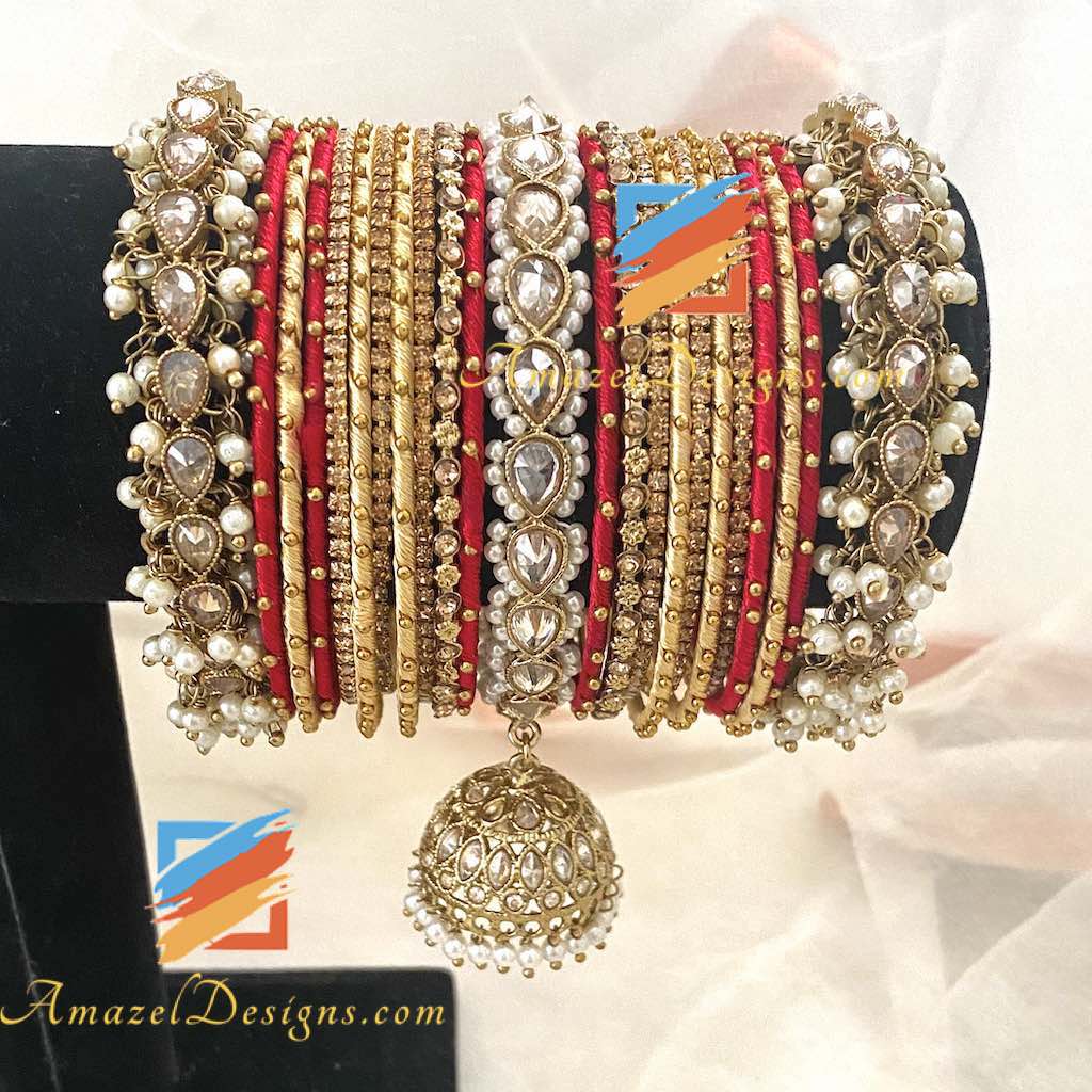 Polki Pearlie Jhumki Bangle Set