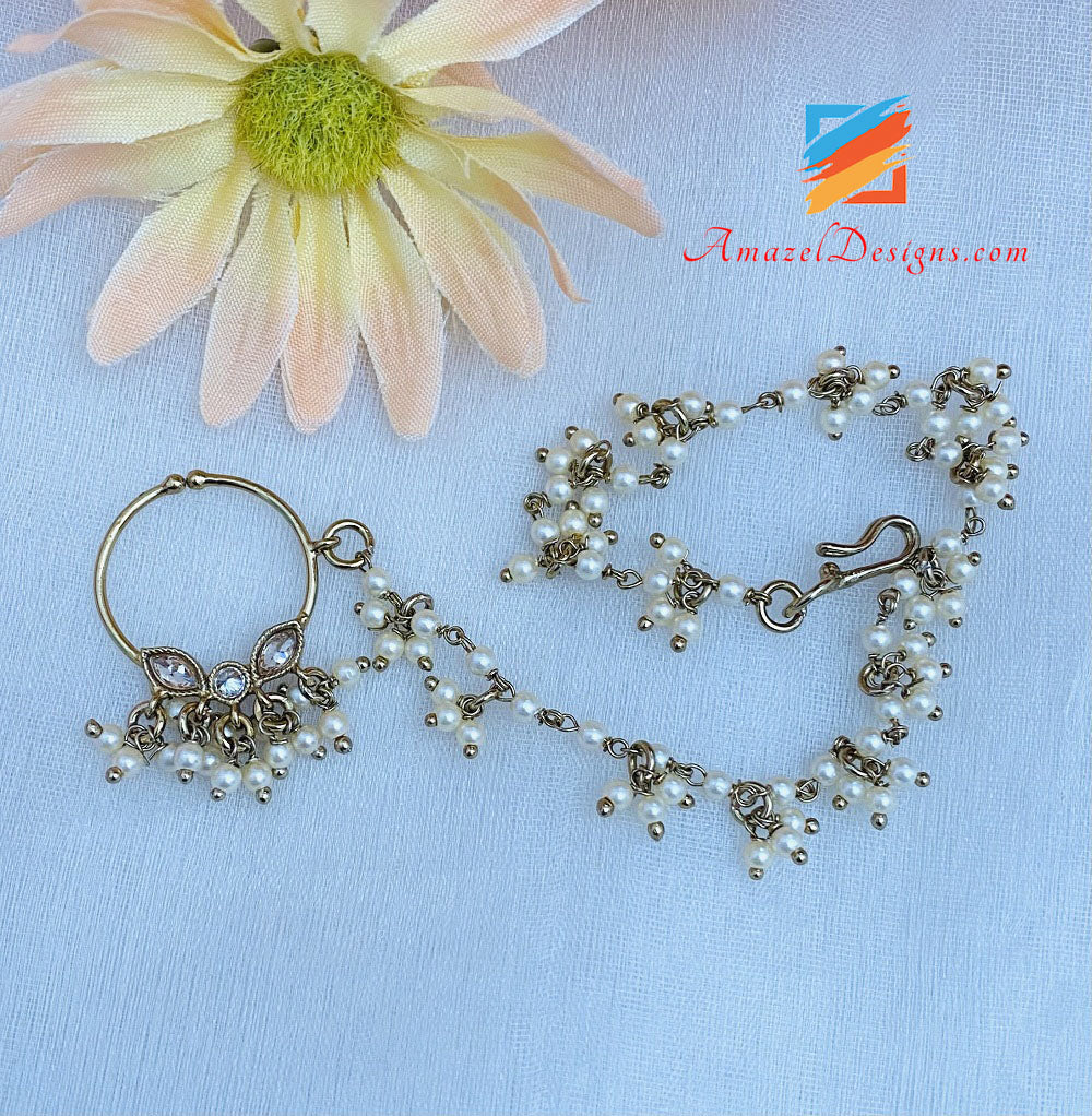 Polki XSmall Nath With Beads