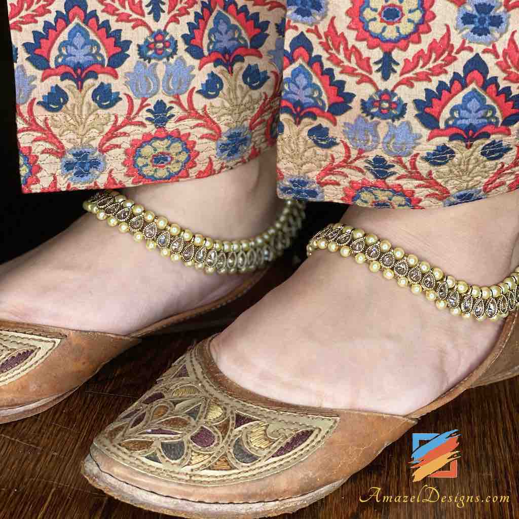 Polki Payal with Off White Beads Amazel Designs