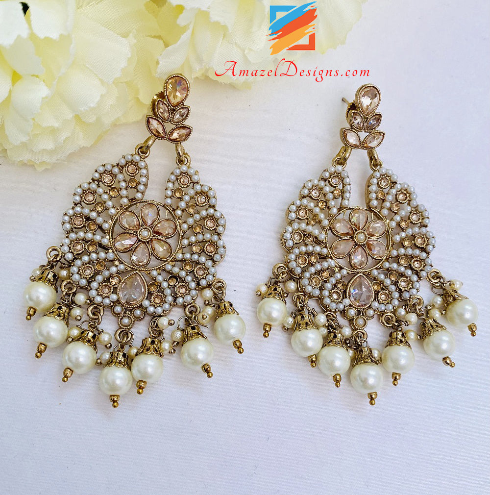 Polki champagne Super Lightweight Maang Tikka Set