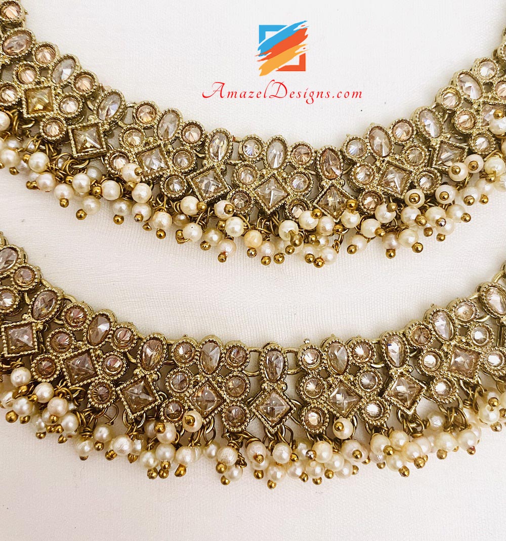 Polki Payal Con Grappoli Di Piccole Perline