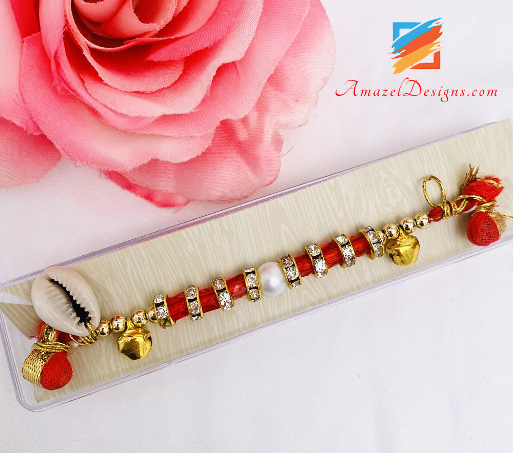 Rote Braut/Bräutigam Ganna mit Kaudi mit Kaudi und Ghungroo