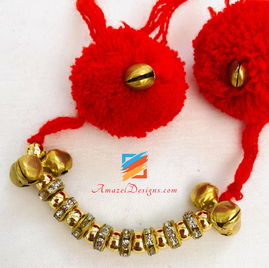 Red Ganna With Golden Ghungroo and Stone