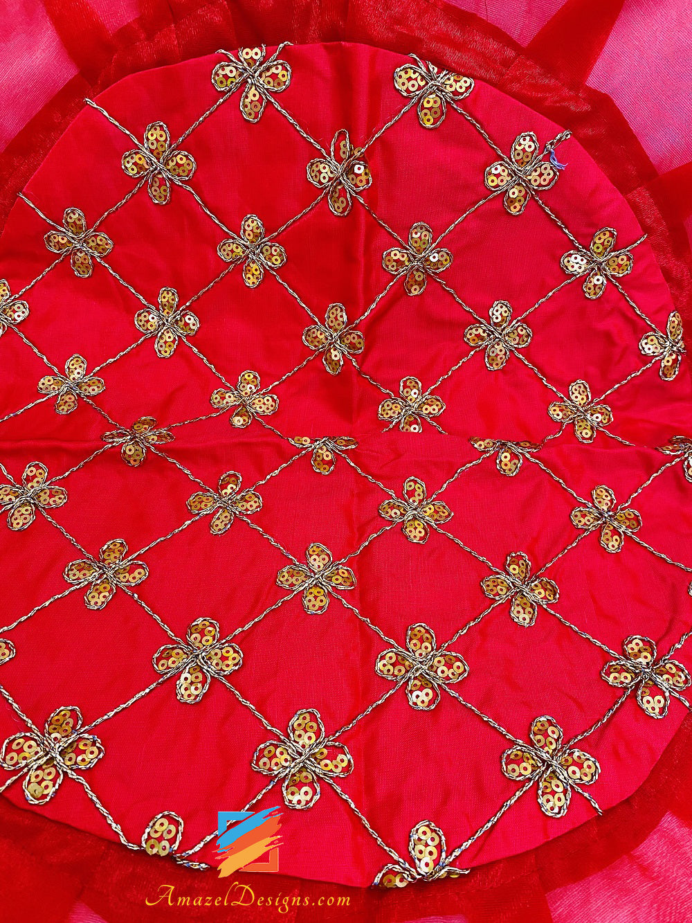 Red Golden Tilla Thread Sitara Shanagn Rumal