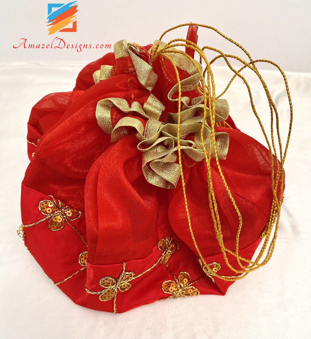 Red Golden Tilla Thread Sitara Shanagn Rumal