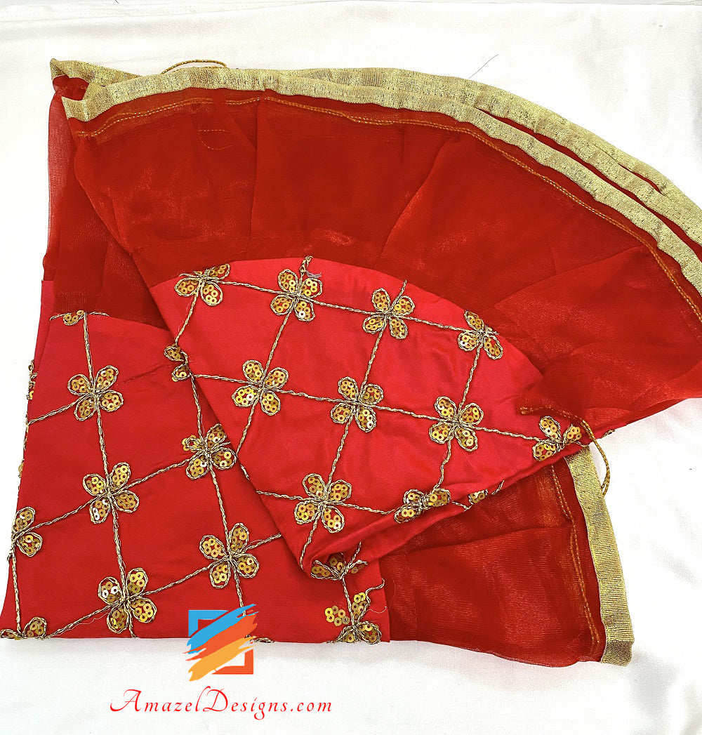 Red Golden Tilla Thread Sitara Shanagn Rumal