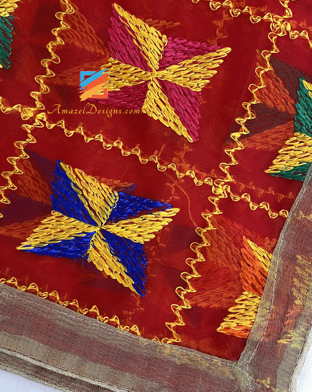 Red Super Lightweight Phulkari