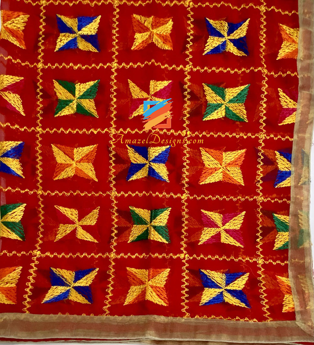 Red Super Lightweight Phulkari