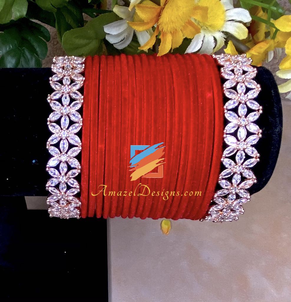Set di braccialetti AD con diamante americano in velluto rosso