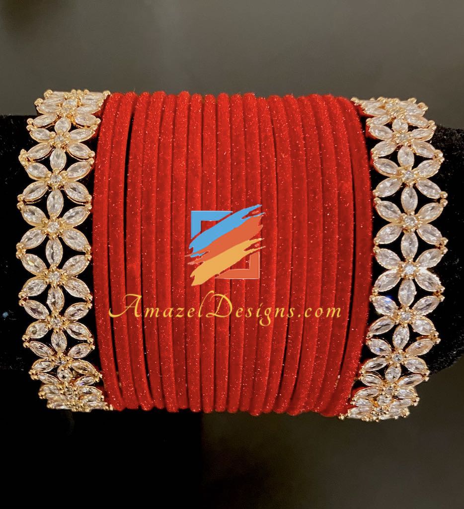 Set di braccialetti AD con diamante americano in velluto rosso