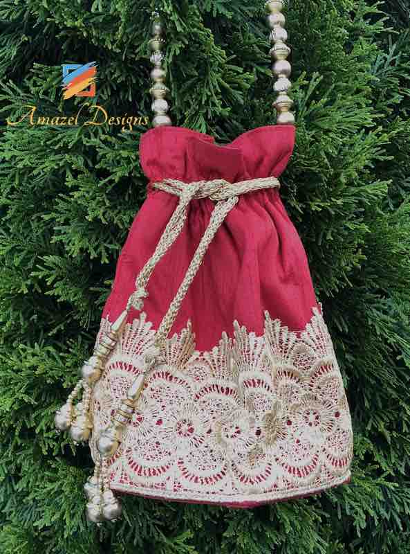 Red Silk Potli Bag