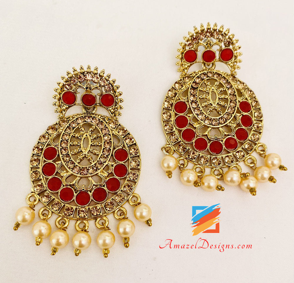 Red Golden Earrings