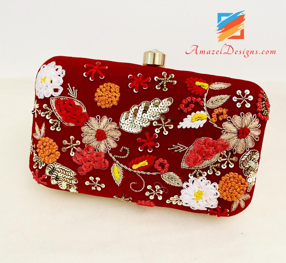 Red Both Sides Dhagga Sippi Dabka work