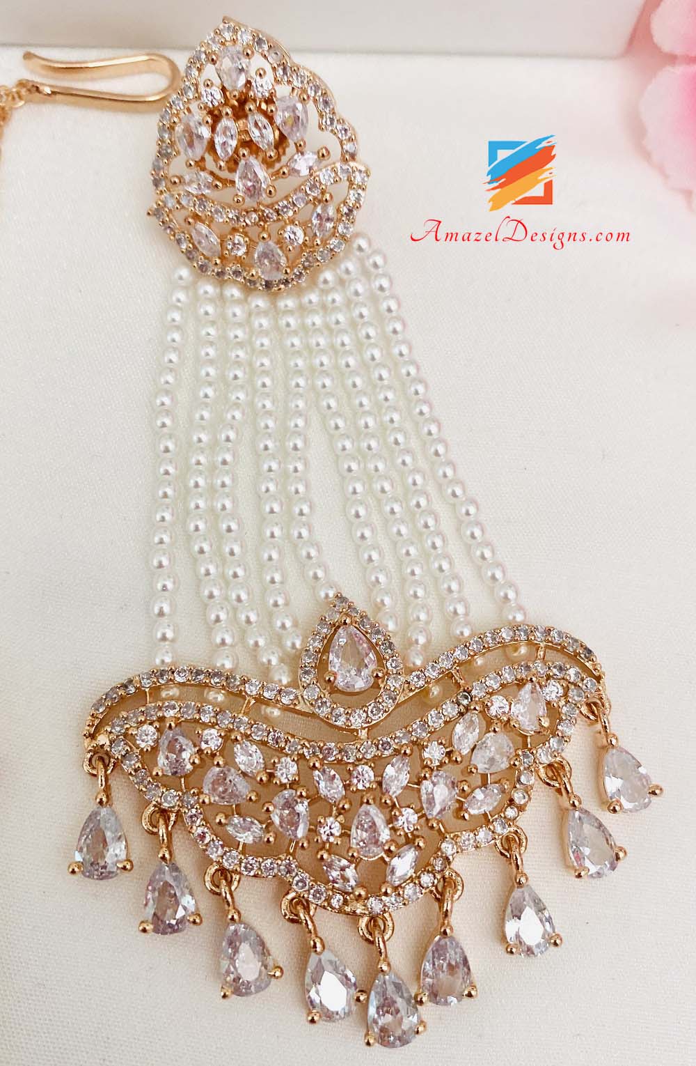 Tikka-Set mit superleichten American Diamond (AD)-Ohrringen aus Roségold