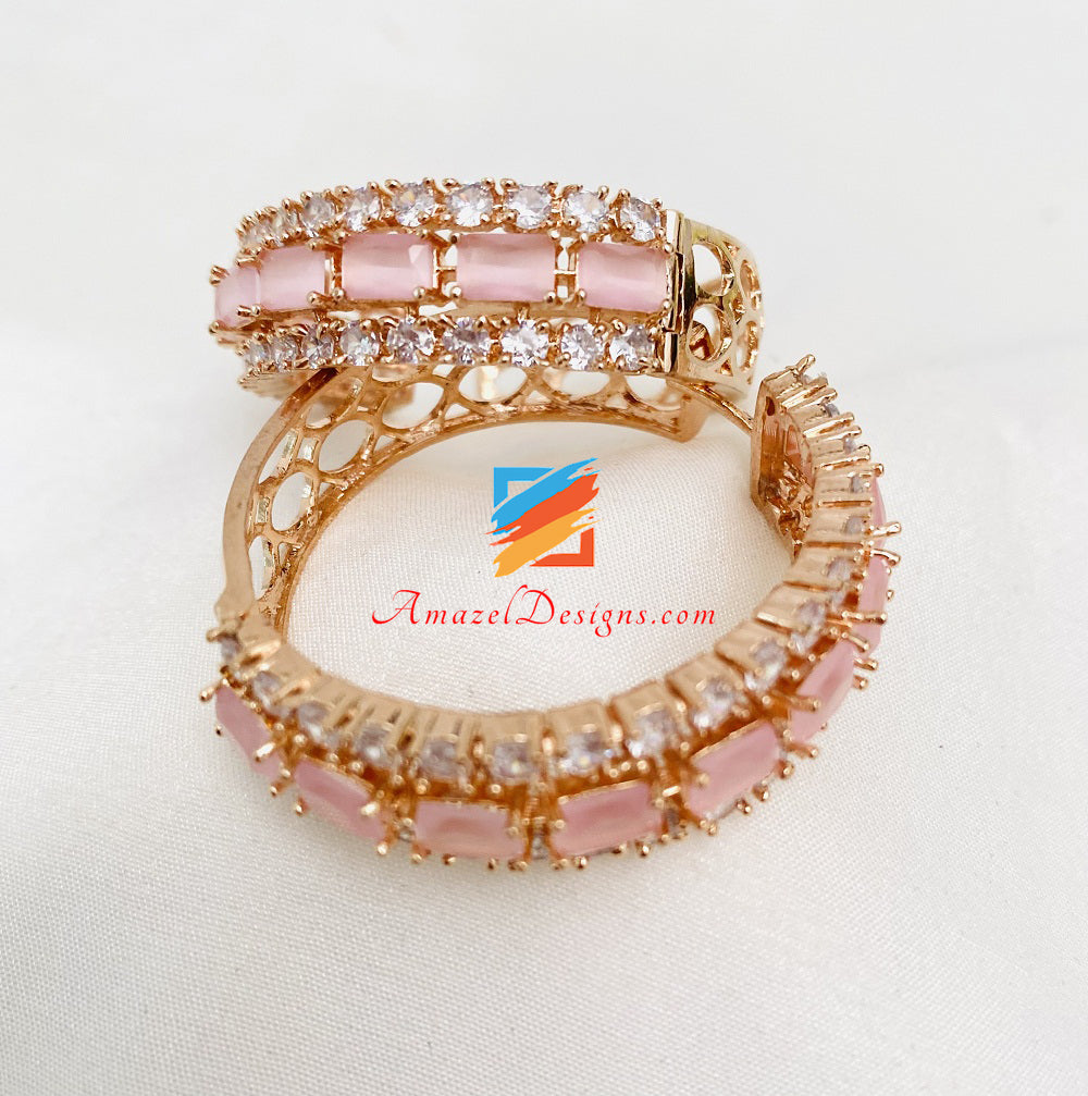 Rose Gold Pink American Diamond AD Valiya
