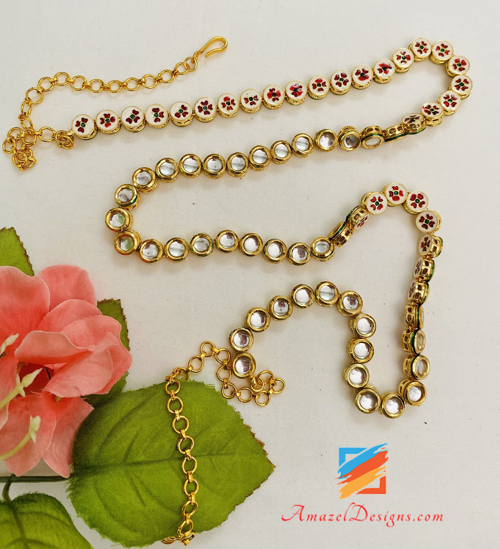 Round Kundan Elegant Adjustable Waist Belt