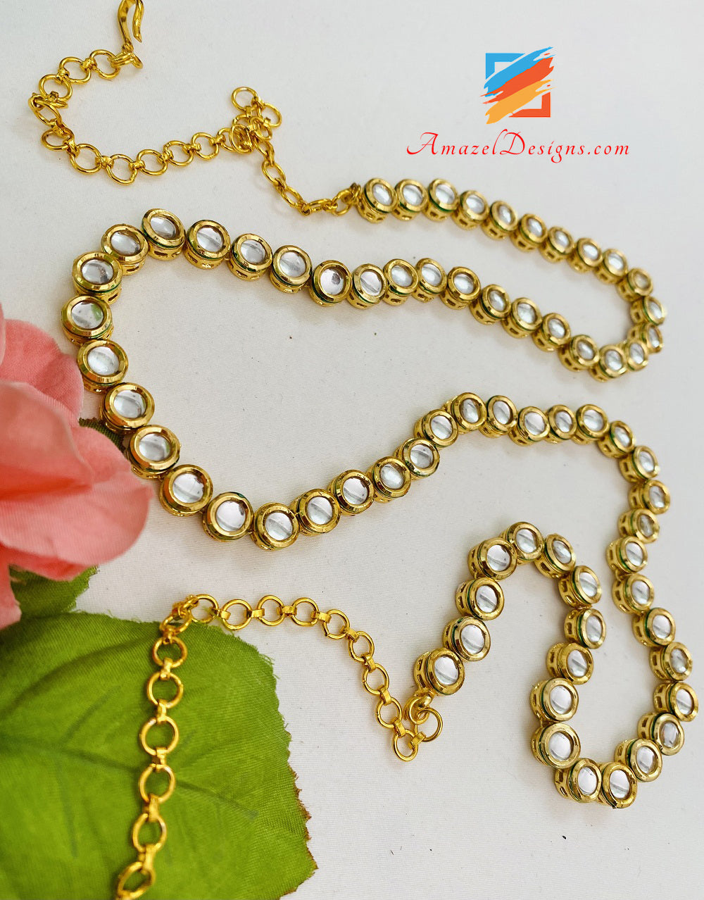 Round Kundan Elegant Adjustable Waist Belt