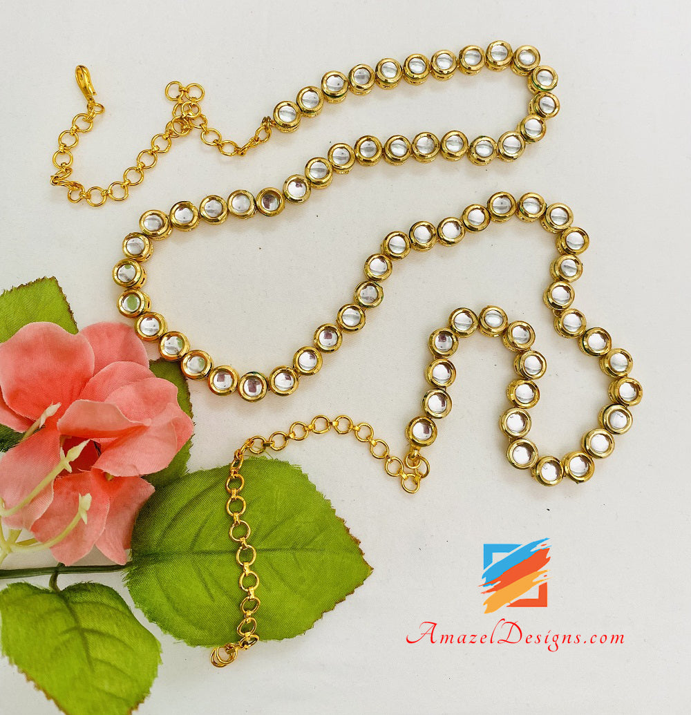 Round Kundan Elegant Adjustable Waist Belt