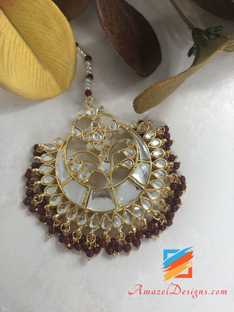 Multiple Colours - Pearls Sheesha Tikka And Studs Set