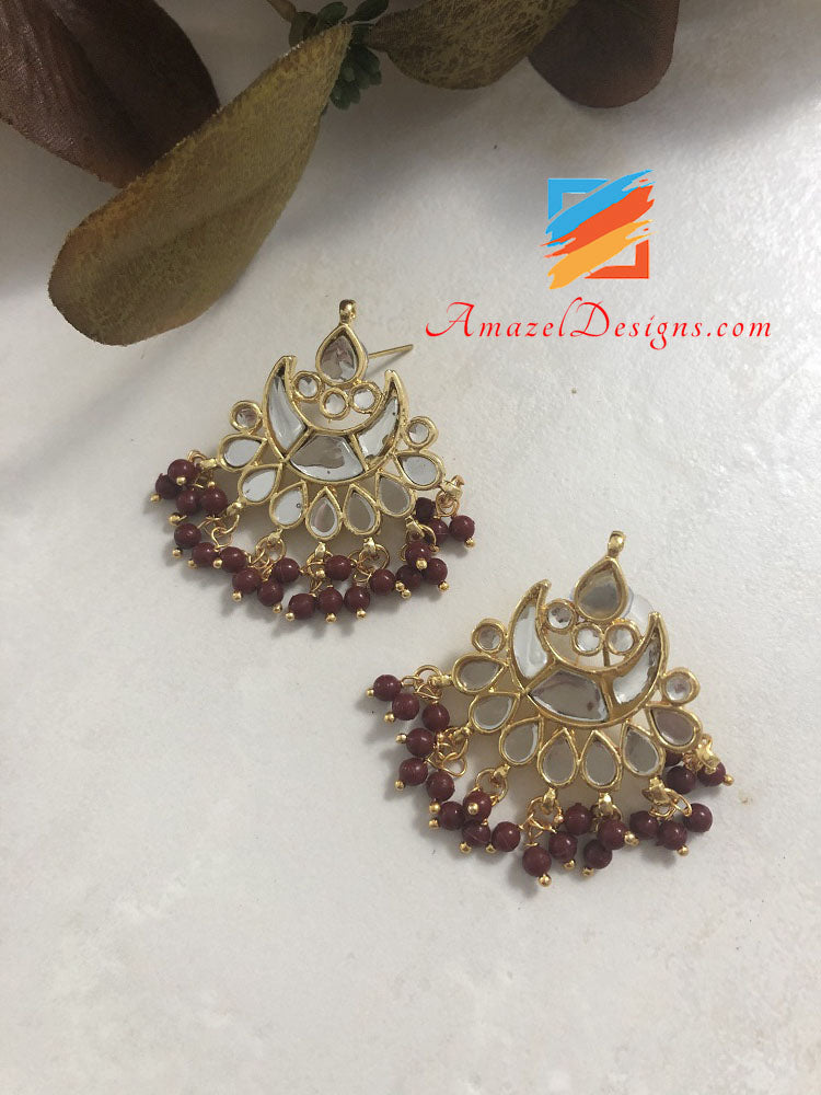 Multiple Colours - Pearls Sheesha Tikka And Studs Set