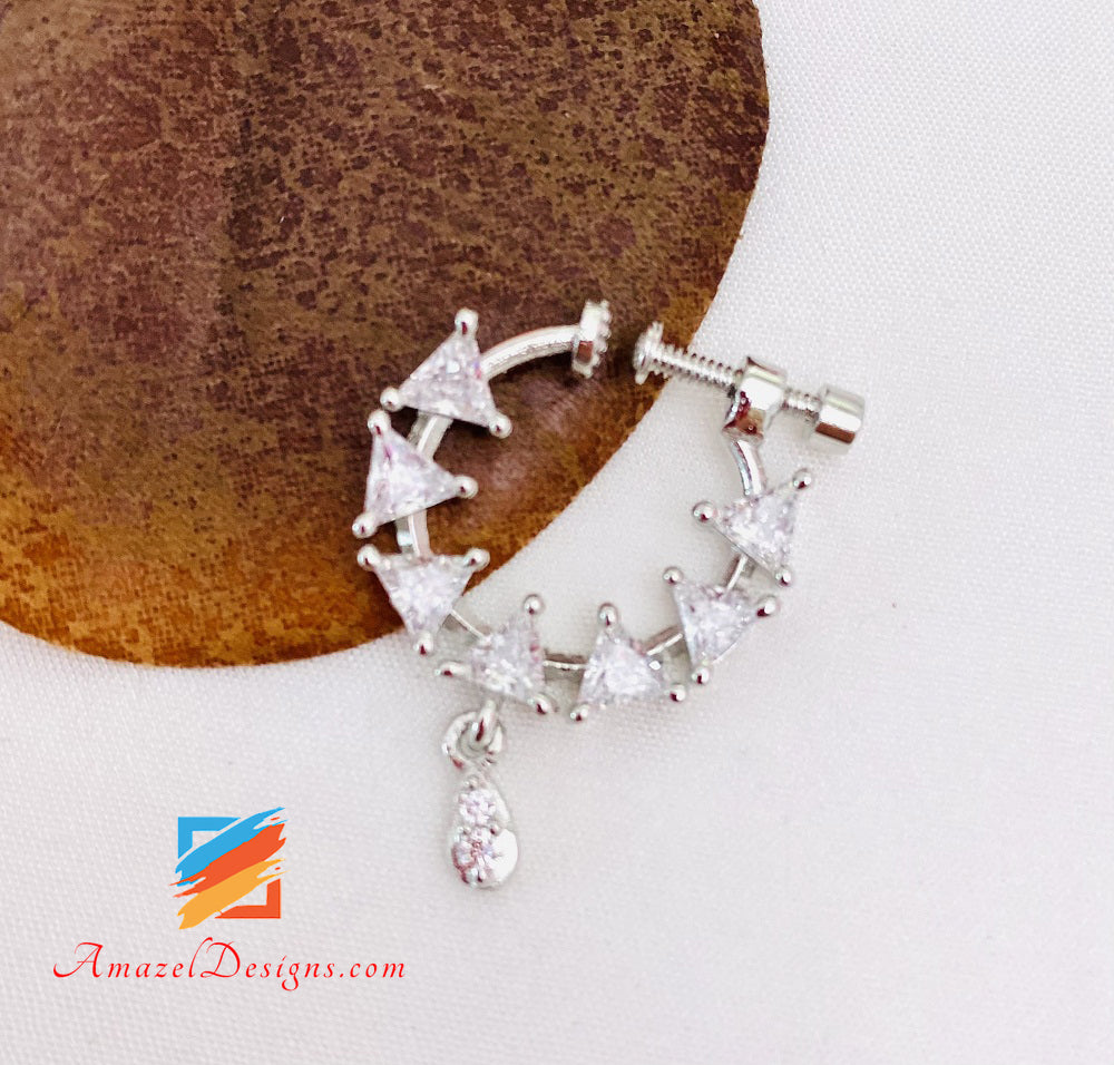 Anello da naso in argento con diamante americano AD avvitato e non forato