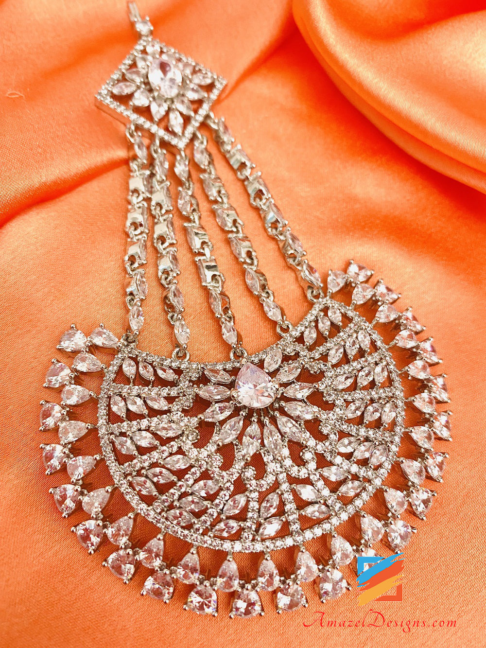 Silver American Diamond Jhumer Passa Amazel Designs