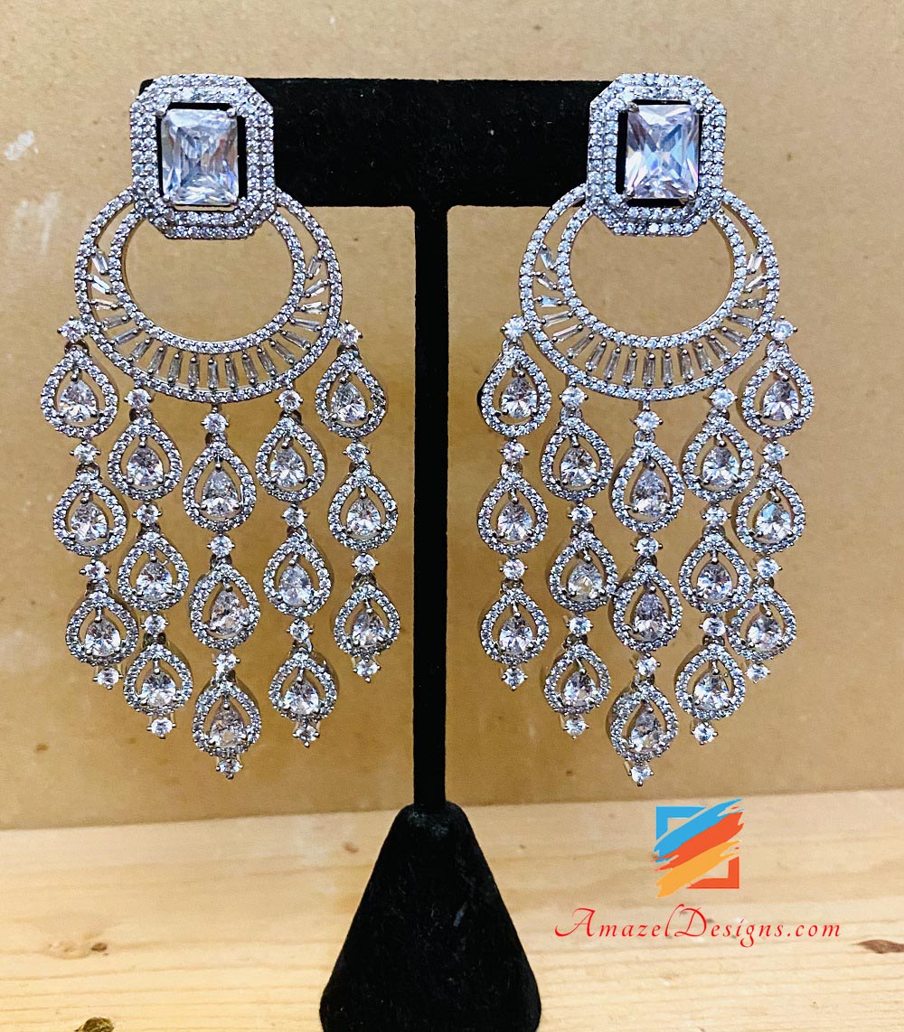 Silver American Diamond (AD) Earrings
