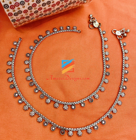 Silver High Quality Polki Anklets