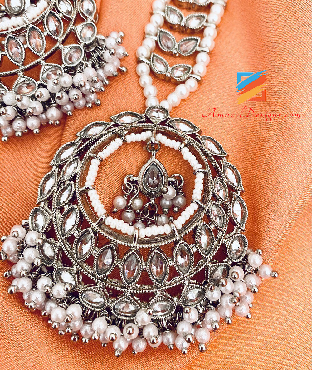 Set di orecchini Tikka in argento Polki