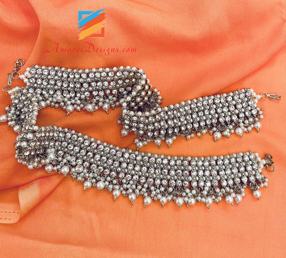 Silver Stone Pearl Payal