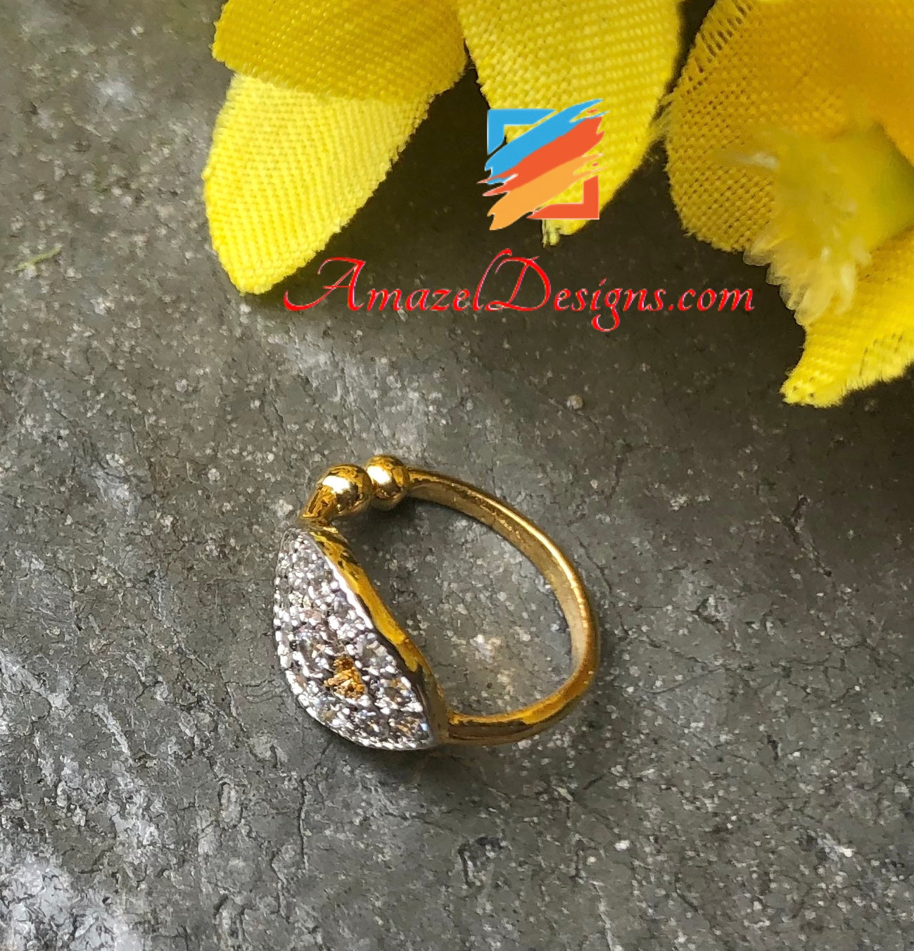 Silver Nose Pin Clip On American Diamond