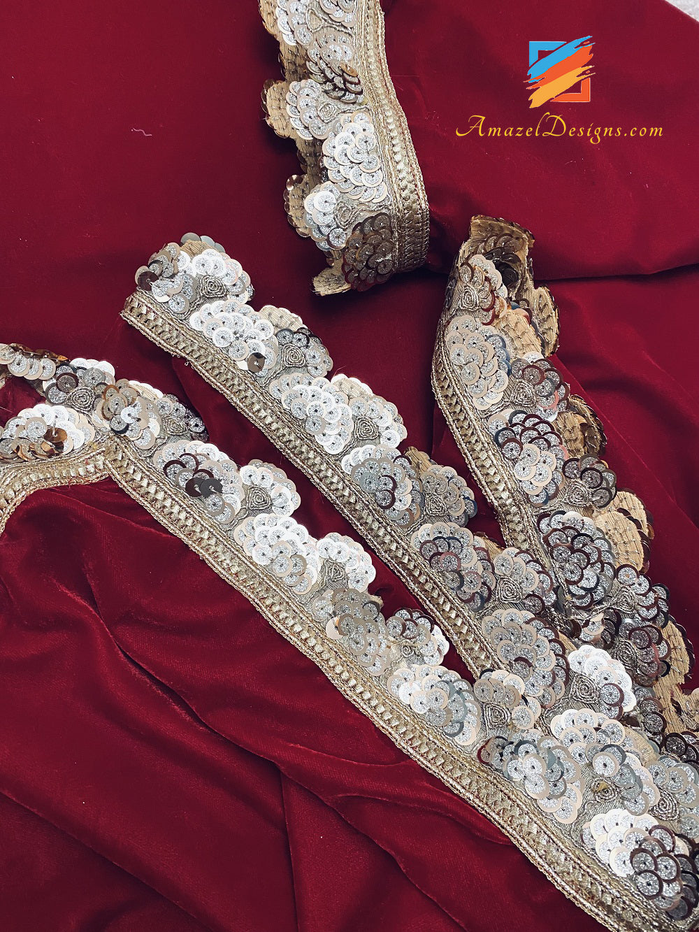 Sitara Glitter Pakhi Gotta Scialle di velluto marrone