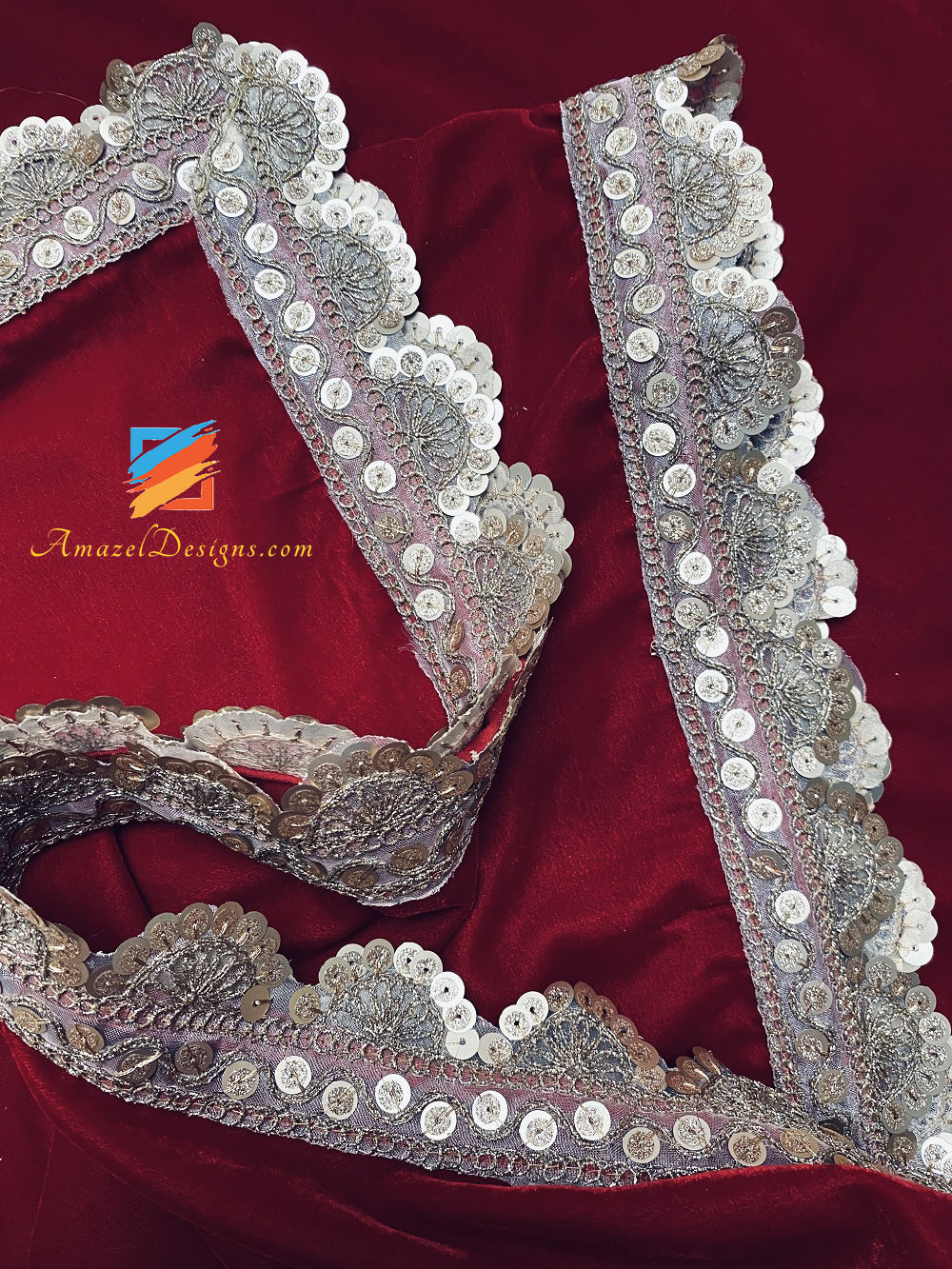 Sitara Glitter Tilla Pakhi Gotta Maroon Samtschal