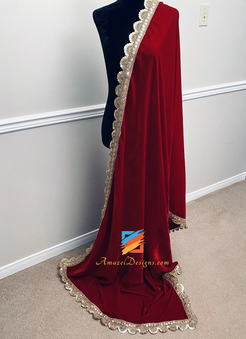 Sitara Glitter Tilla Pakhi Gotta Maroon Samtschal