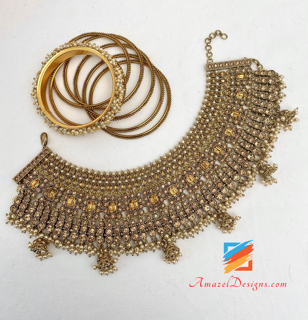 Statement Maharani Polki Stone Dark Champagne Jhanjaar