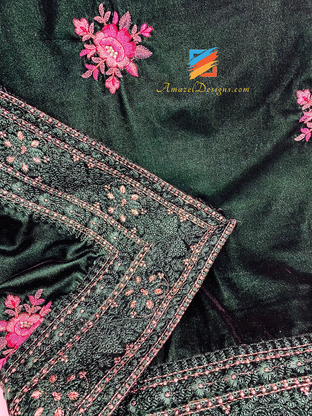 Scialle in velluto verde Tilla Thread