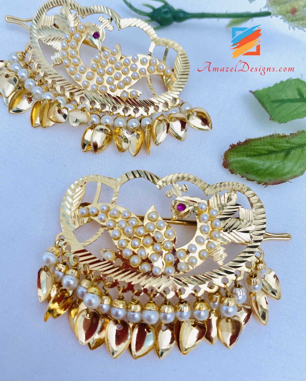 Fermagli per capelli tradizionali Morni Golden Jadau Pippal Patti