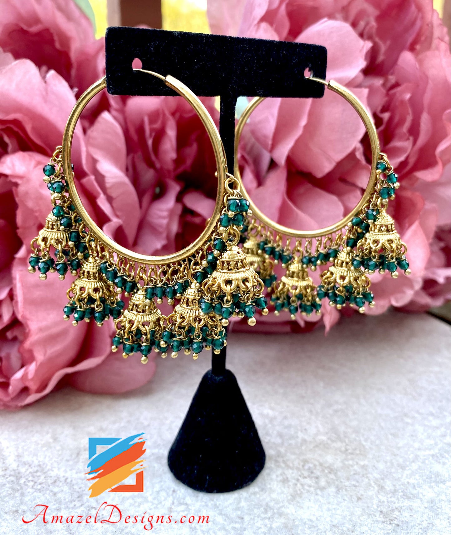 Waliyaan with Green Bunches of Beads and Jhumkis