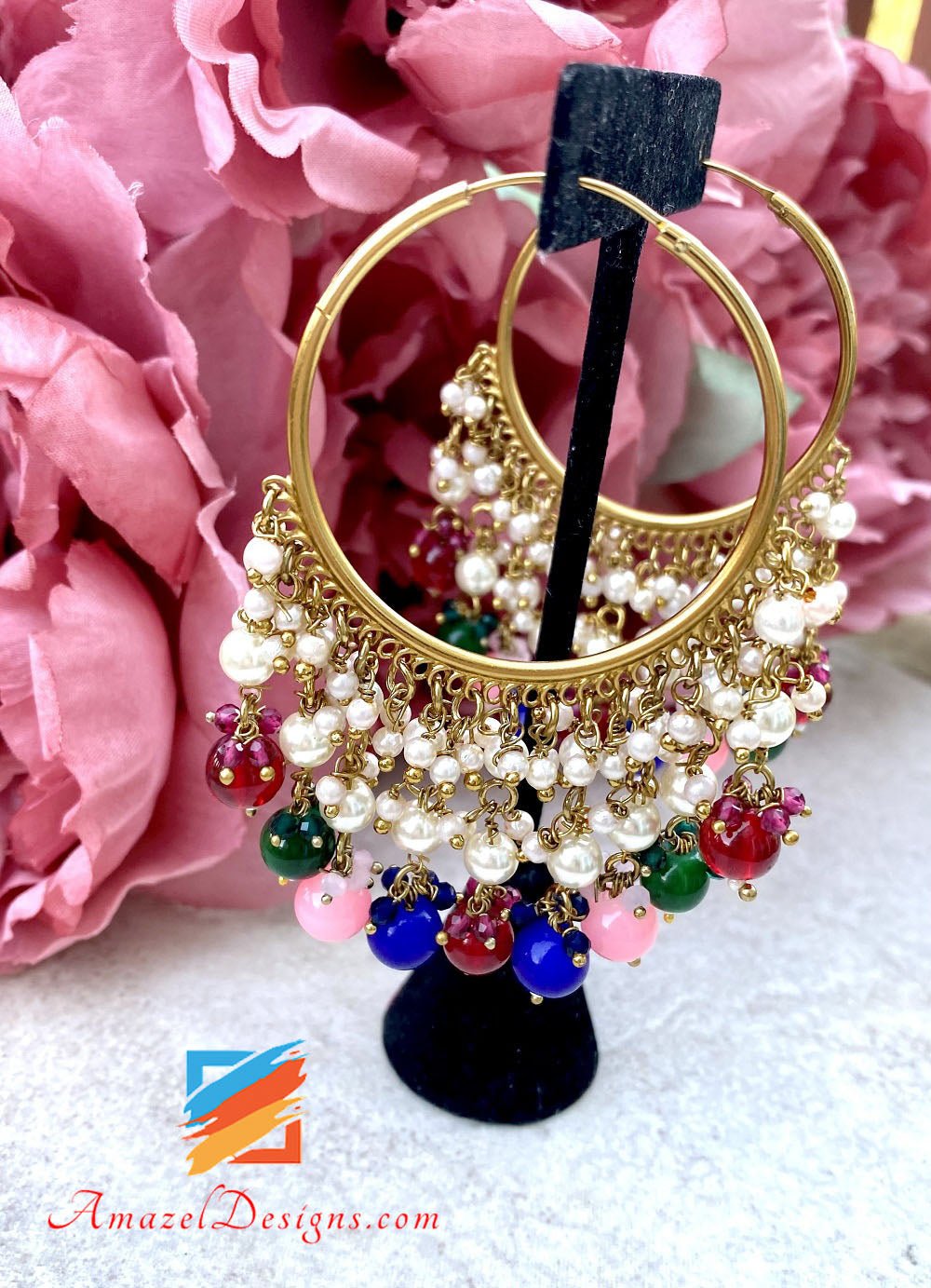 Waliyaan with Hanging Bunches of Multicoloured Beads