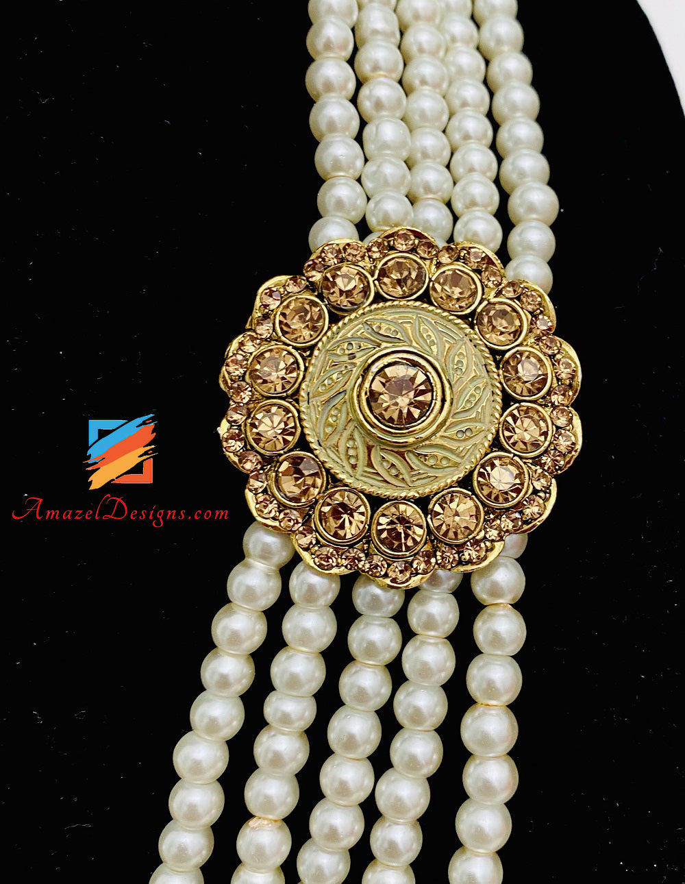 White Pearls Layers Mala And White Kalgi Set