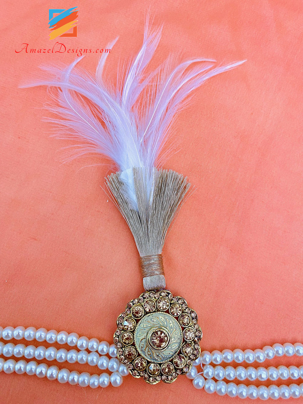 White Pearls Layers Mala And White Kalgi Set