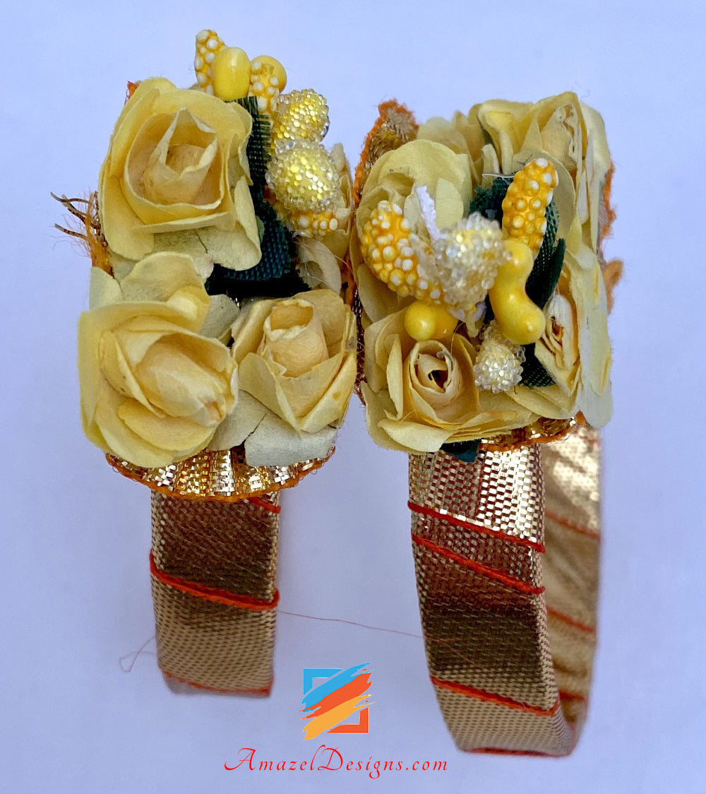 Yellow Flower Necklace Earrings Tikka Set