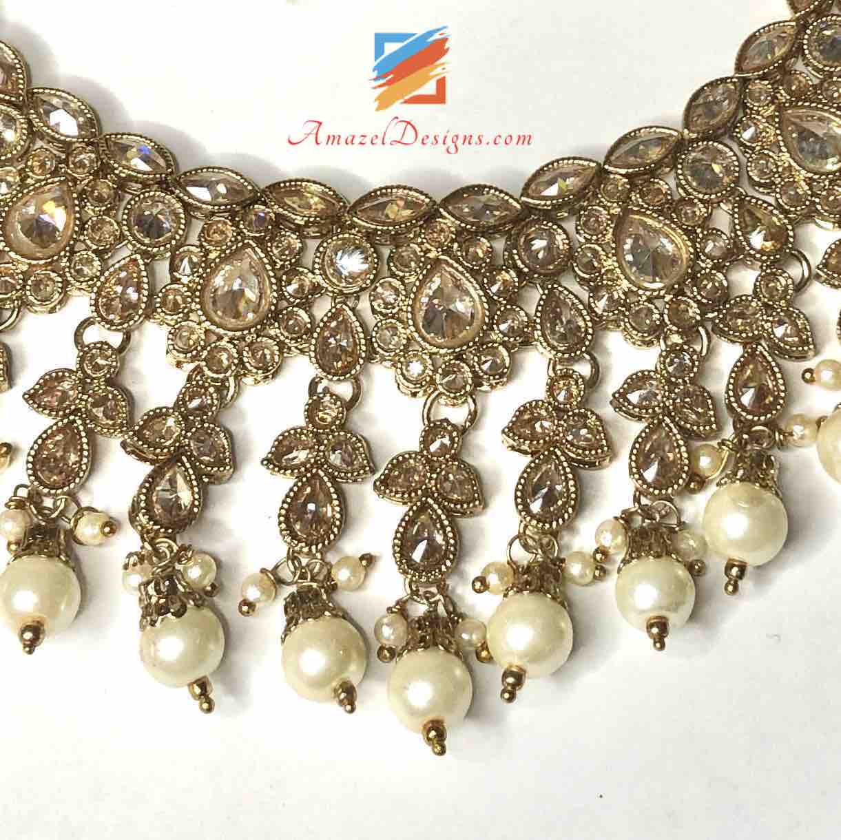 Set di collana color champagne Polki