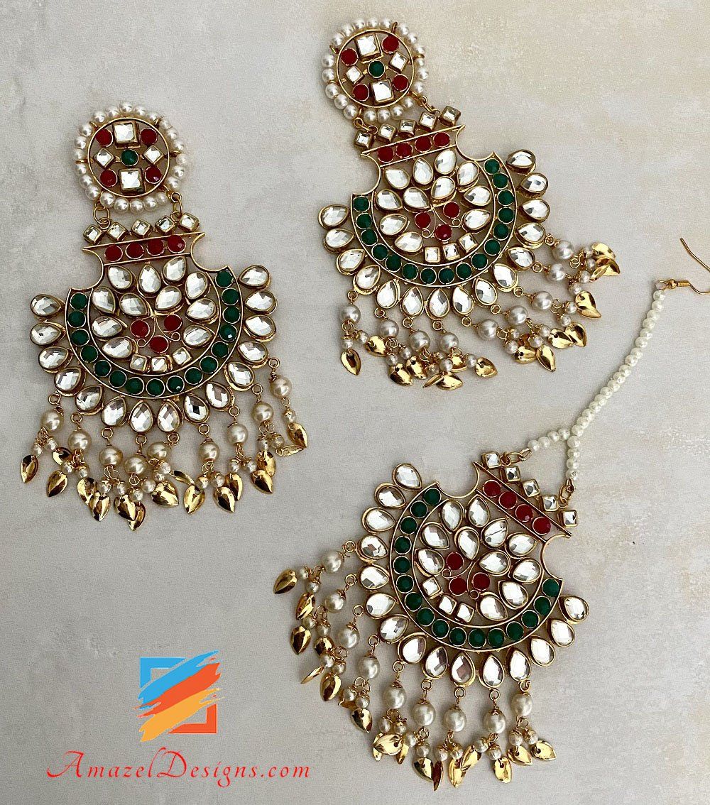 Maang Tikka and Earrings Set - Perfect Jewelry Combo for a Party