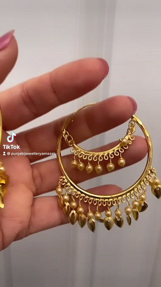 Golden Chandbali Pippal Patti Double Vali