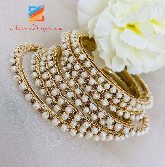 3D Pearl And Stone Bangle