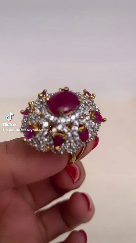 Ring Ruby American Diamond(AD) - Adjustable Size