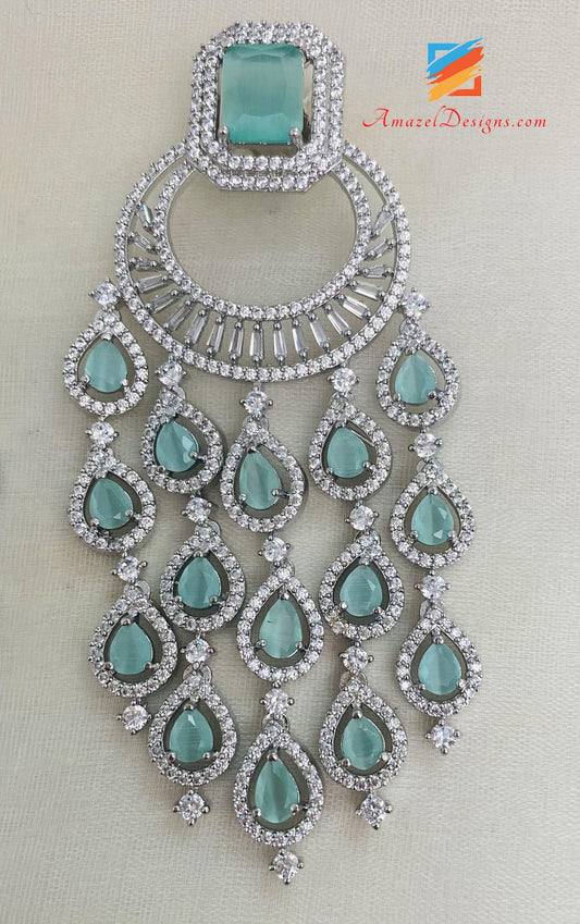 American Diamond AD Mint Silver Earrings