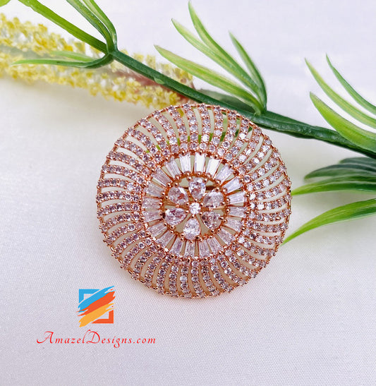 American Diamond AD Rose Gold Adjustable Ring